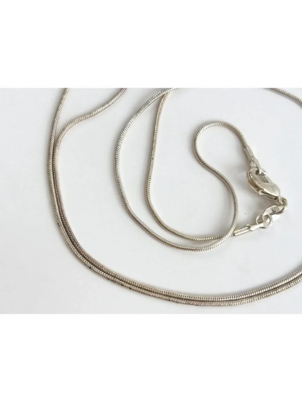 Snake Chain Sterling Silver 925 Minimalist Classic Vintage Necklace - 23